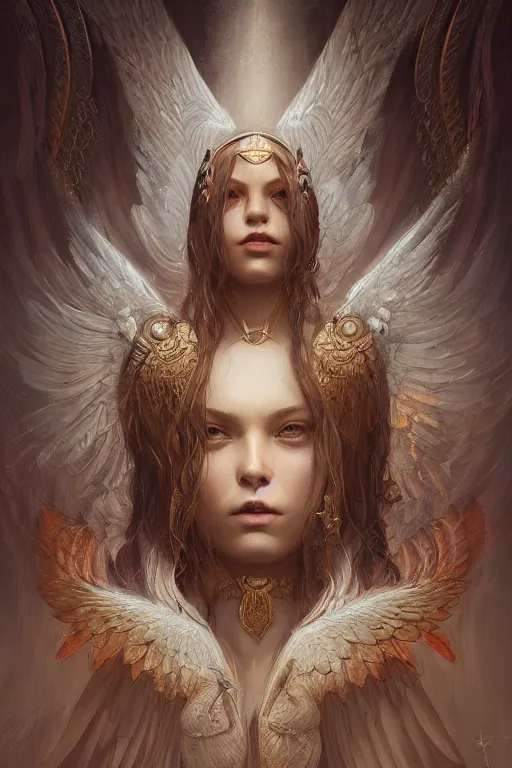 Image similar to A beautiful digital painting of a female Seraphim, intricate, cinematic lighting, highly detailed, digital painting, Artstation, concept art, smooth, sharp focus, illustration, art by Tom Bagshaw, Artgerm and Greg Rutkowski