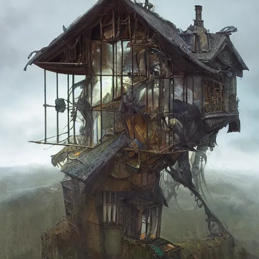 Image similar to person made of windows and doors and a roof, complete house with Central nervous,background fine lines by ellen jewett, tomasz alen kopera and Justin Gerard