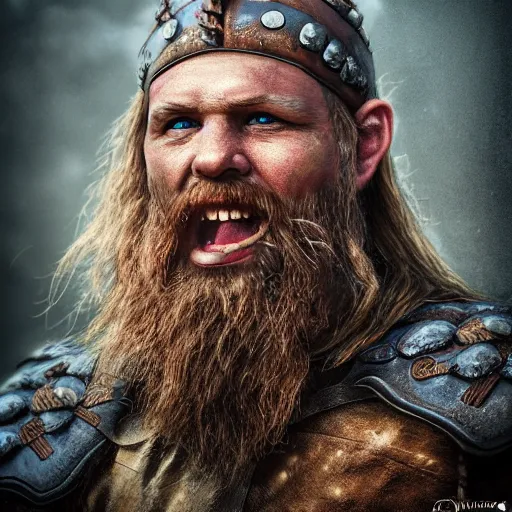 Prompt: Viking warrior. realistic, photo studio, HDR, 8k, trending on artstation