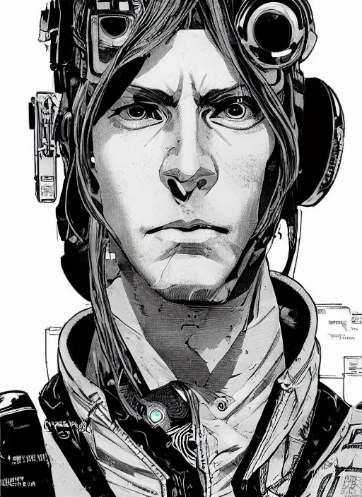 Prompt: cyberpunk mall cop. portrait by ashley wood and alphonse mucha and laurie greasley and josan gonzalez and james gurney. spliner cell, apex legends, rb 6 s, hl 2, d & d, cyberpunk 2 0 7 7. realistic face. vivid color. dystopian setting.