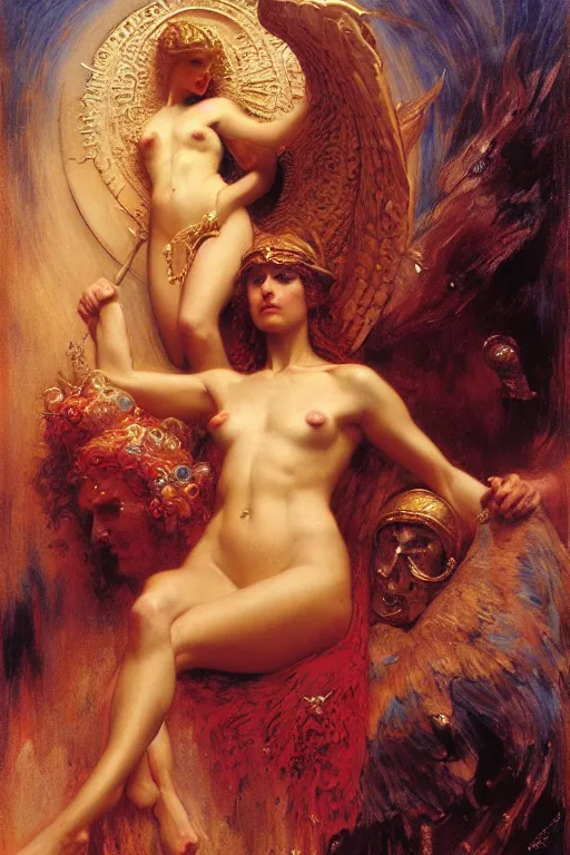 Image similar to the goddess of love from dante's divine comedy. highly detailed painting by gaston bussiere, craig mullins, j. c. leyendecker 8 k