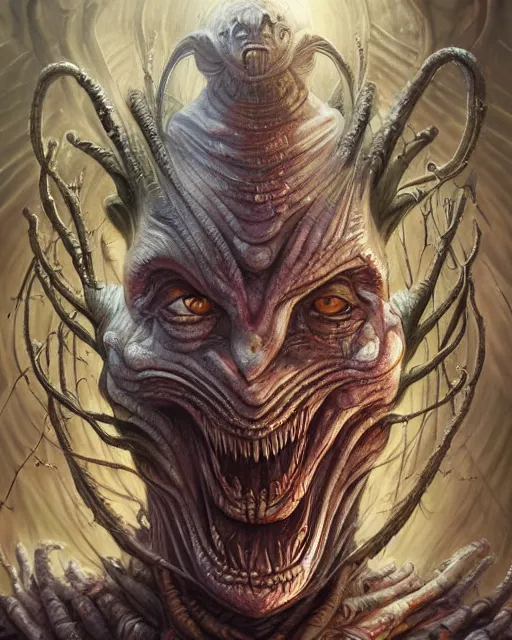 Image similar to monstrous character design, by antonio j. manzanedo, giger, alex grey, android jones, wayne barlowe, philippe druillet, raymond swanland, cyril rolando, josephine wall, harumi hironaka, trending on artstation