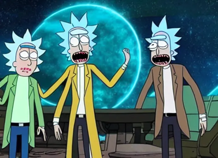 Image similar to film still of rick sanchez rick and morty in the new scifi movie 4 k