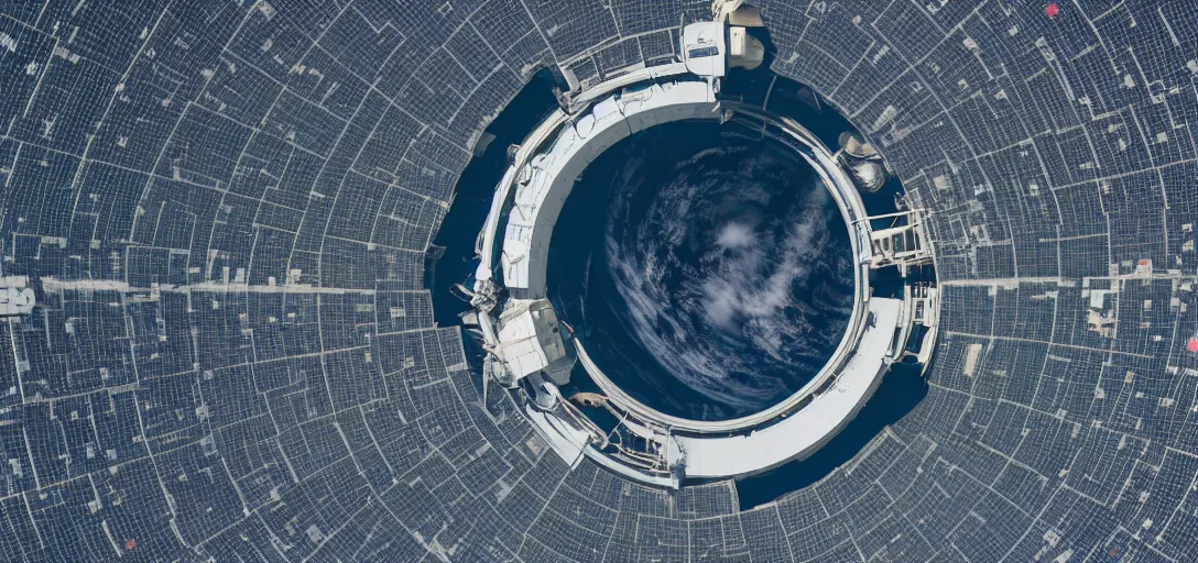 Image similar to 30mm photo of a Space Station the Size of Earth