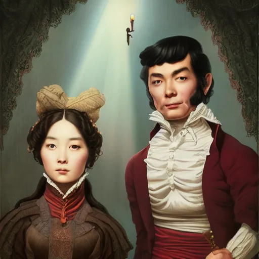 Prompt: highly detailed portrait of a regency girl hyung tae and frank frazetta, tom bagshaw, tom whalen, nicoletta ceccoli, mark ryden, earl norem, global illumination, god rays