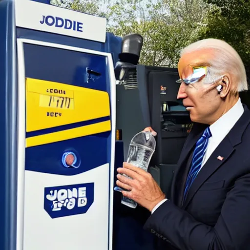 Image similar to Joe Biden drinking gasoline from the gas station pump