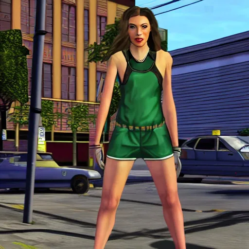 Prompt: Peyton List in the style of GTA.