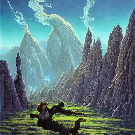 Image similar to epic fantasy landscape by michael whelan