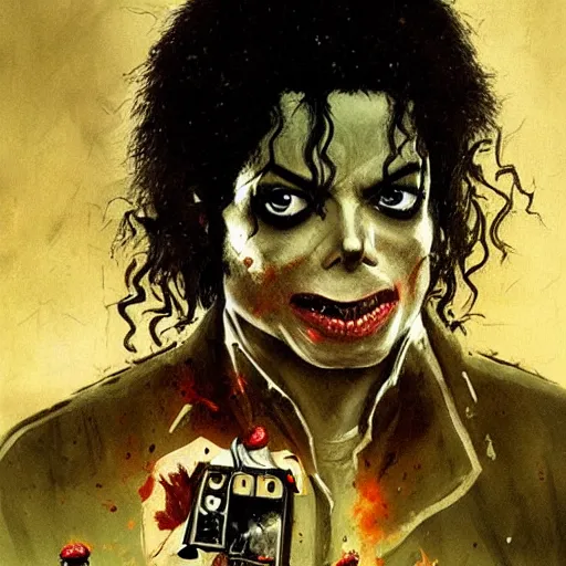 Image similar to michael jackson zombie the revenge, vintage comic, art by greg rutkowski