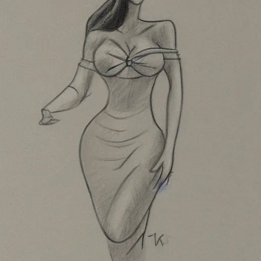 Image similar to milt kahl pencil sketch of kim kardashian