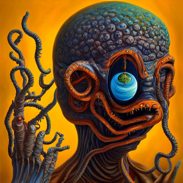 Image similar to an oil on canvas portrait painting, polycount, surrealism, surrealist, lovecraftian, cosmic horror, high detail