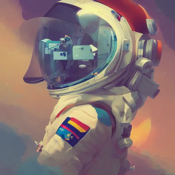 Prompt: a beautiful painting of an astronaut by sergey kolesov and sachin teng and pascal blanche. in style of digital art. colorful comic, symmetry, hyper detailed. octane render. trending on artstation