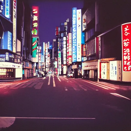 Prompt: tokyo at night, photograph taken with a pentax and portra 800