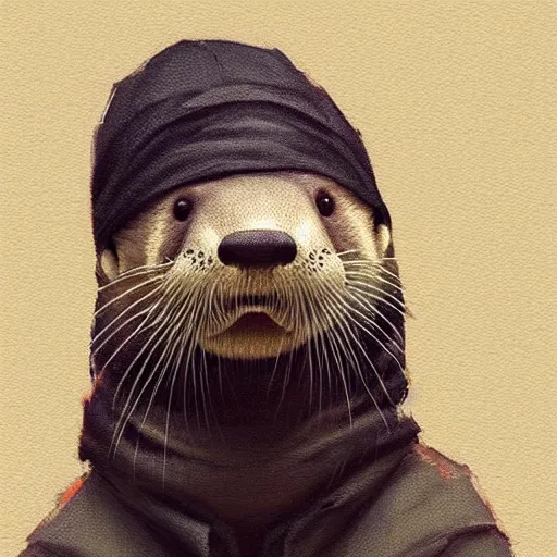 Prompt: an otter wearing baggy clothes and a black cap,digital art,art by greg rutkowski,trevor henderson,western comic style,photorealistic,realistic,deviantart,artstation,cg society,detailed face,hyperdetailed,amazing artwork,real photo