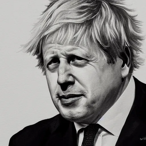 Image similar to beryl cook painting drawing of boris johnson