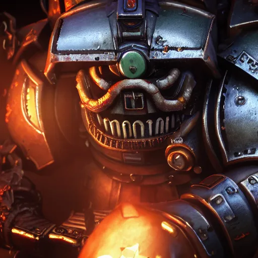 Image similar to very sad crying guardsman in a space hulk from warhammer 4 0 k darktide : : octane render, unreal engine 5, cinematic lighting : : face close up, crying eyes