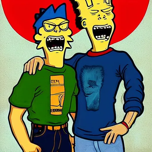 Prompt: Beavis and Butthead picture that goes hard