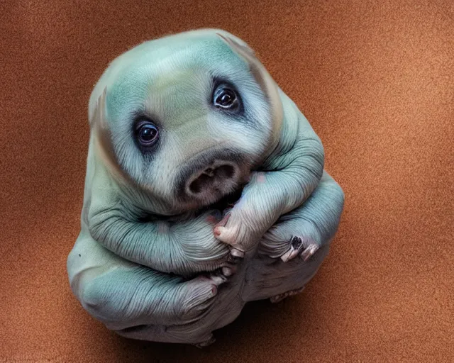 Image similar to siamese tardigrade, tardigrade with cream colored body and dark points on face and paws, pet tardigrade, award - winning pet photography, dramatic lighting, ultra detailed