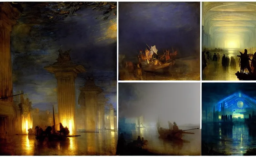 Prompt: the night of the revenge of the fallen ones, blue light, blue tones. by henriette ronner - knip, by william henry hunt, by rembrandt, by joseph mallord william turner, by konstantin razumov, concept art,