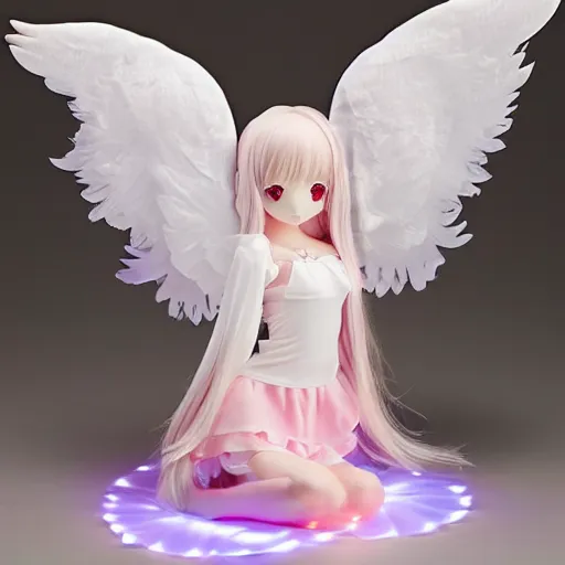 Prompt: cute fumo plush of an angel girl with wings and a glowing halo, anime girl