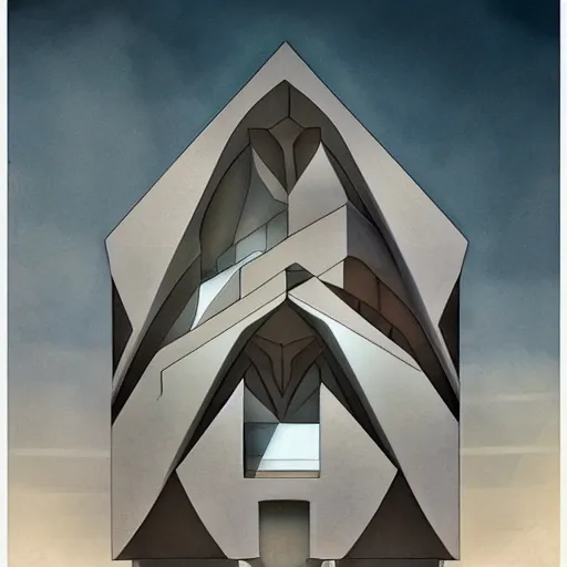 Image similar to architectural dream by peter eisenman in the style of peter mohrbacher