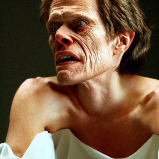 Image similar to willem dafoe as a woman