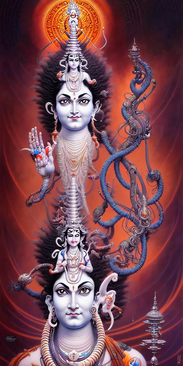 Prompt: beautiful hindu god mahadev shiv art nouveau fantasy character portrait, ultra realistic, intricate details, the fifth element artifacts, highly detailed by peter mohrbacher, hajime sorayama, wayne barlowe, boris vallejo, aaron horkey, gaston bussiere, craig mullins