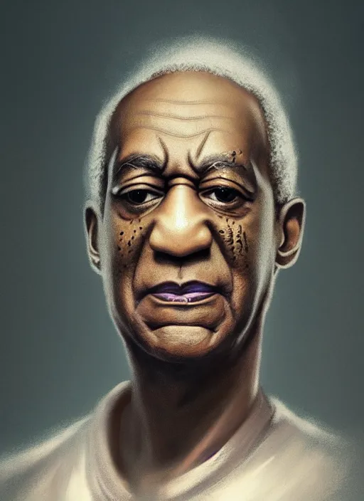 Image similar to Half-body portrait of a beautiful bill cosby with blonde hair and luminous aura. In style of Hyung-tae Kim and Greg Rutkowski, concept art, trending on ArtStation, Korean MMORPG, over-detailed art, 8K, epic, dynamic lightning, dramatic pose.