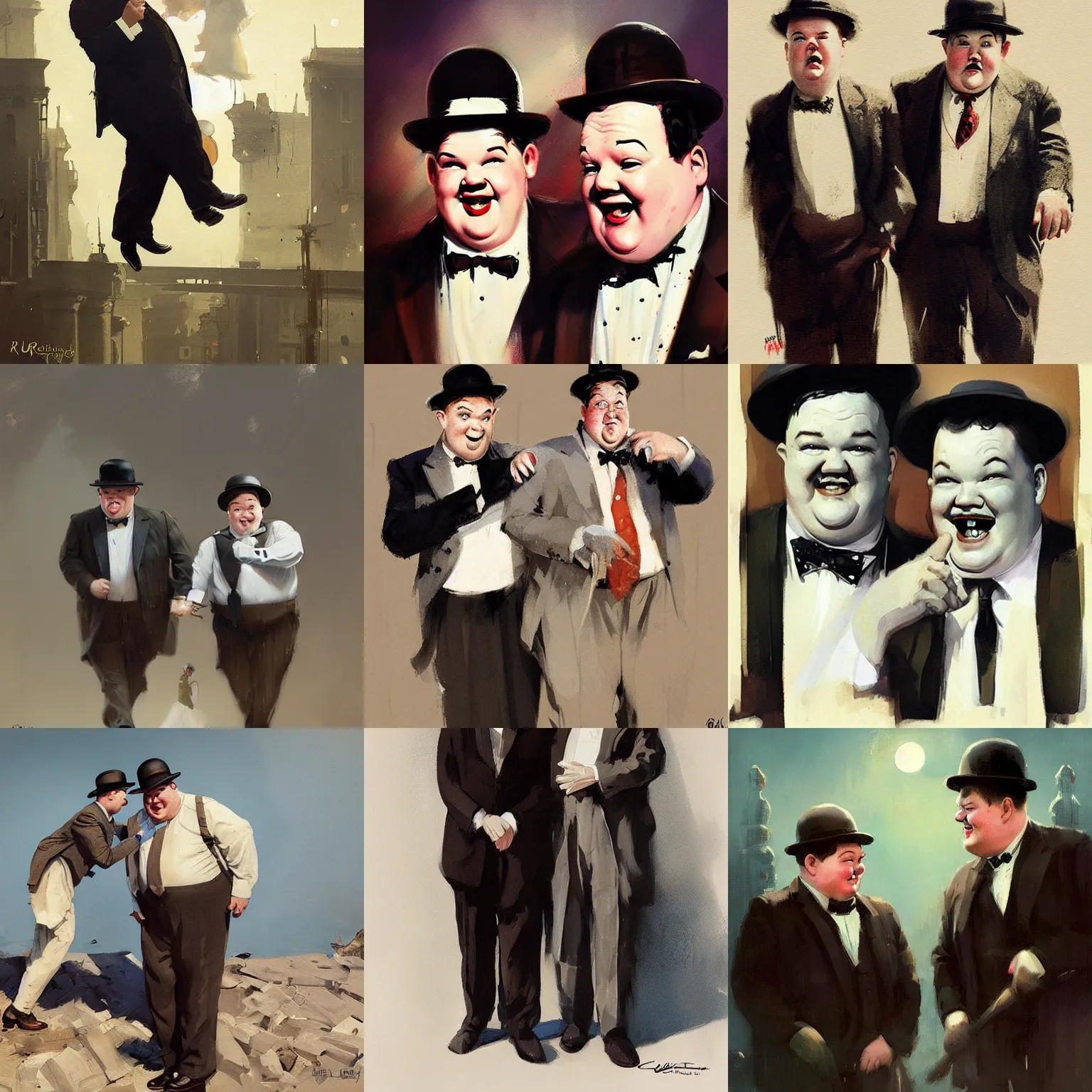 Prompt: laurel and hardy by greg rutkowski