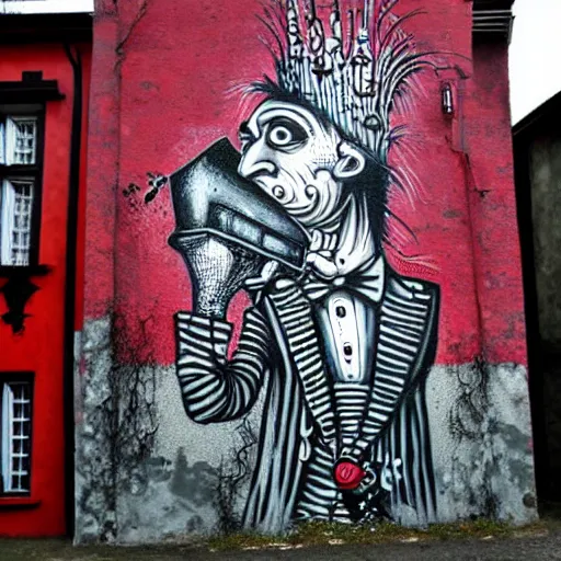 Prompt: transylvanian folk art, in the style of graffiti, made by phlegm