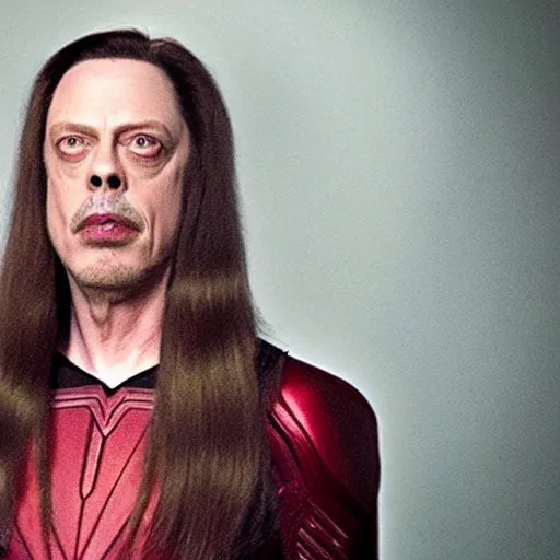 Image similar to steve buscemi as the scarlet witch