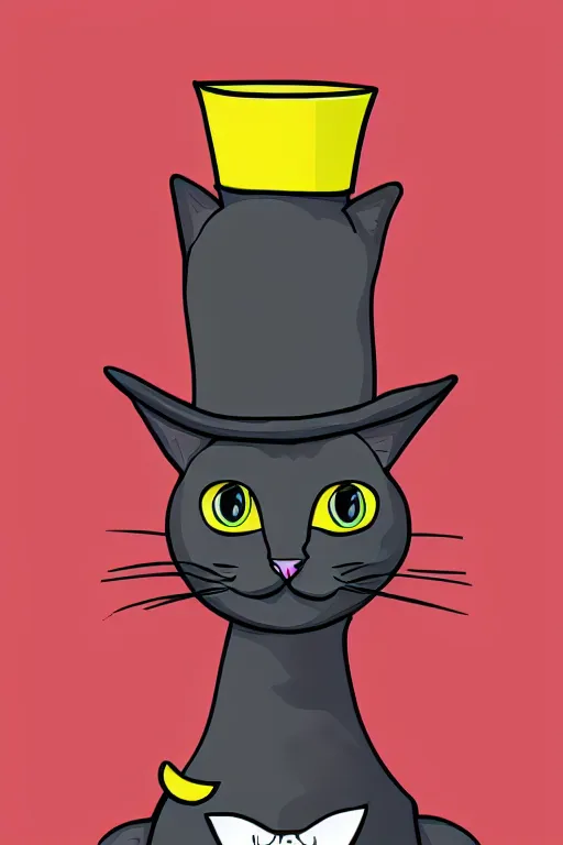 Prompt: A portrait of a cat wearing a top hat, sticker, colorful, illustration, highly detailed, smooth and clean vector curves, no jagged lines, vector art, smooth