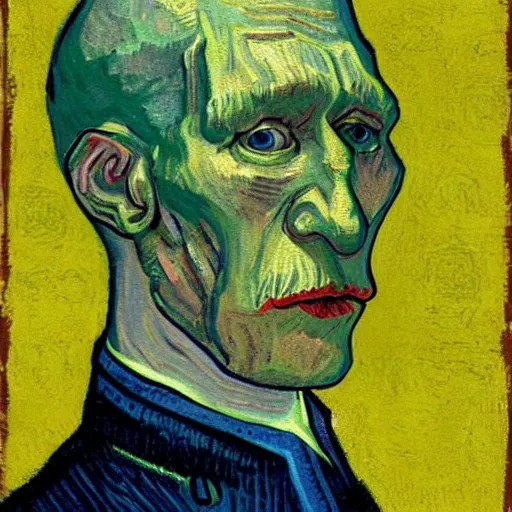 Image similar to handsome squidward portrait, van gogh art style