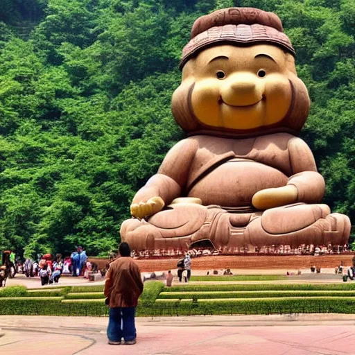 Image similar to leshan giant buddha as winnie the pooh