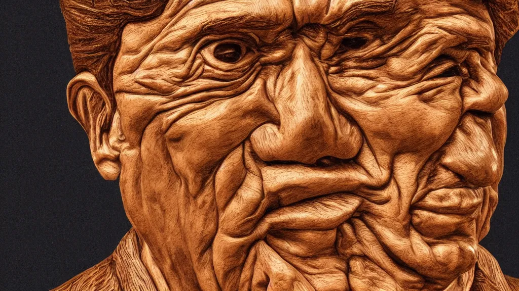 Image similar to a highly detailed, realistic wood carving of Cosmo Kramer, intricate, 8k highly professionally detailed, HDR