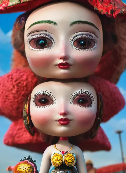 Prompt: closeup of a tin toy miranda kerr, depth of field, zeiss lens, detailed, symmetrical, centered, fashion photoshoot, by nicoletta ceccoli, mark ryden, lostfish, earl nore, hyung tae, frank frazetta, breathtaking, 8 k resolution, extremely detailed, beautiful, establishing shot, artistic, hyperrealistic, octane render