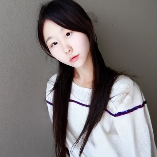 Image similar to a cute young korean girl with messy hair