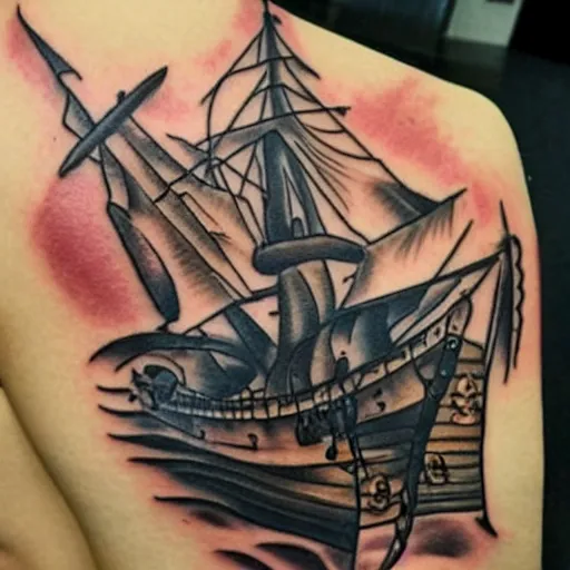 Tiny Ship Giant Whale Nautical tattoo - Best Tattoo Ideas Gallery
