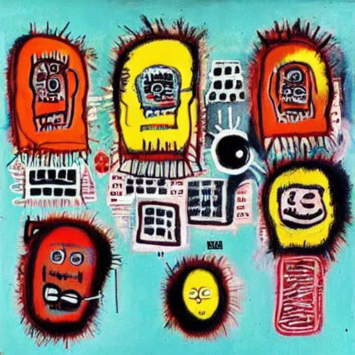 Image similar to “pigs, bagels, diamonds, syringe, pathology, mask, latex gloves, by Jean-Michel Basquiat”