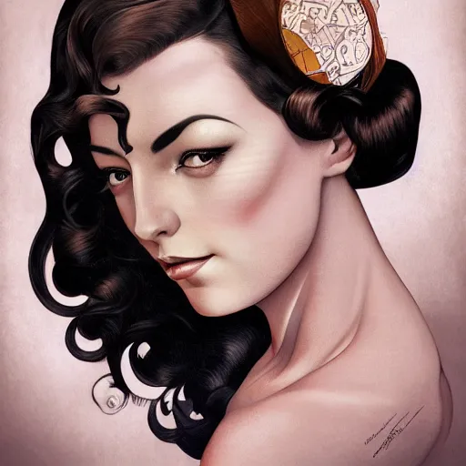 Image similar to an art nouveau, ( streamline moderne ), multi - racial portrait in the style of anna dittmann and charlie bowater and chanthara. very large, clear, expressive, and intelligent eyes. centered, ultrasharp focus, dramatic lighting, photorealistic digital matte painting, intricate symmetrical ultra detailed background.