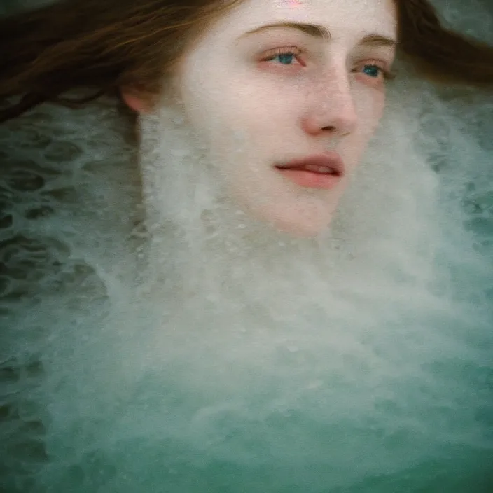 Image similar to Kodak Portra 400, 8K,ARTSTATION, CarolineGariba, soft light, volumetric lighting, highly detailed, britt marling style 3/4 ,portrait photo Close-up portrait photography of a beautiful woman how pre-Raphaelites, the face emerges from Pamukkale, thermal waters flowing down white travertine terraces, inspired by Ophelia paint ,and hair are intricate with highly detailed realistic beautiful flowers , Realistic, Refined, Highly Detailed, interstellar outdoor soft pastel lighting colors scheme, outdoor fine art photography, Hyper realistic, photo realistic