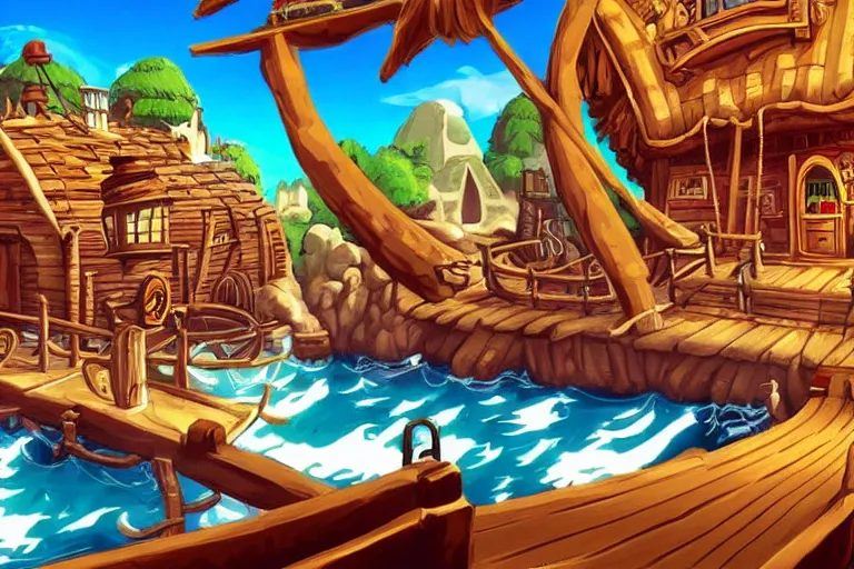 Image similar to secret of monkey island background, pirate pub interior, intricate detail widescreen wallpaper