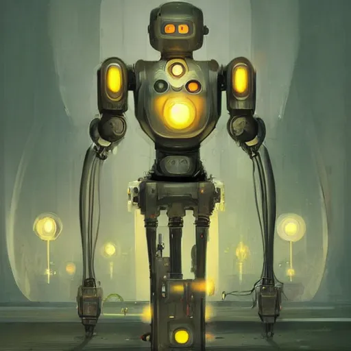 Prompt: a robot, mechanical, intrincate, cinematic lights, cgscociety by by marc simonetti and peter mohrbacher