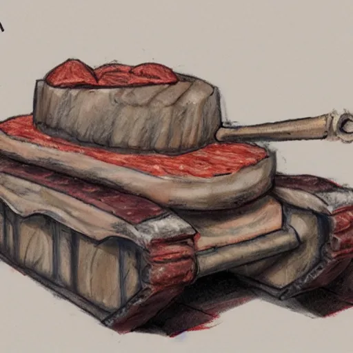 Prompt: concept art for a tank made of meat