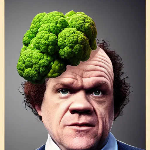 Prompt: john c reilly's head as head of cauliflower