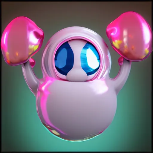 Image similar to cute fumo plush of a blob googirl, chibi monster girl, stylized shiny reflective refractive transparent liquid melty bubblegum pbr material, vray