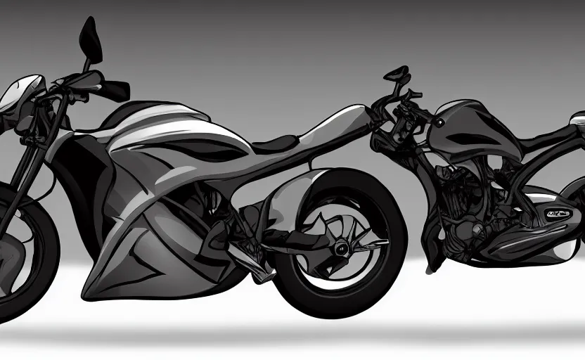 Image similar to concept art of nvidia motocycle, realistic, shiny, bloom, charcoal black background,