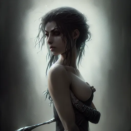 Image similar to esmarelda, character portrait, sharp, digital matte painting, art by luis royo, greg rutkowski, wlop, dramatic lighting, trending on artstation