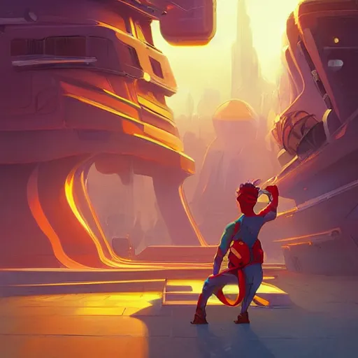 Image similar to hero world futurama, behance hd by jesper ejsing, by rhads, makoto shinkai and lois van baarle, ilya kuvshinov, rossdraws global illumination