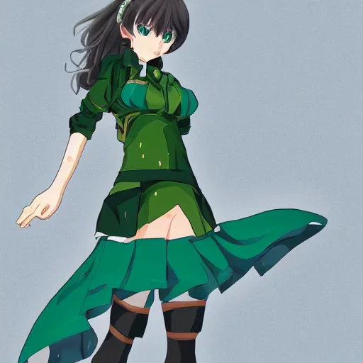 Image similar to minerals, emerald, anime girl, full length